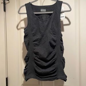 NWT Athleta Breathe Ruched Charcoal Gray Tank Top